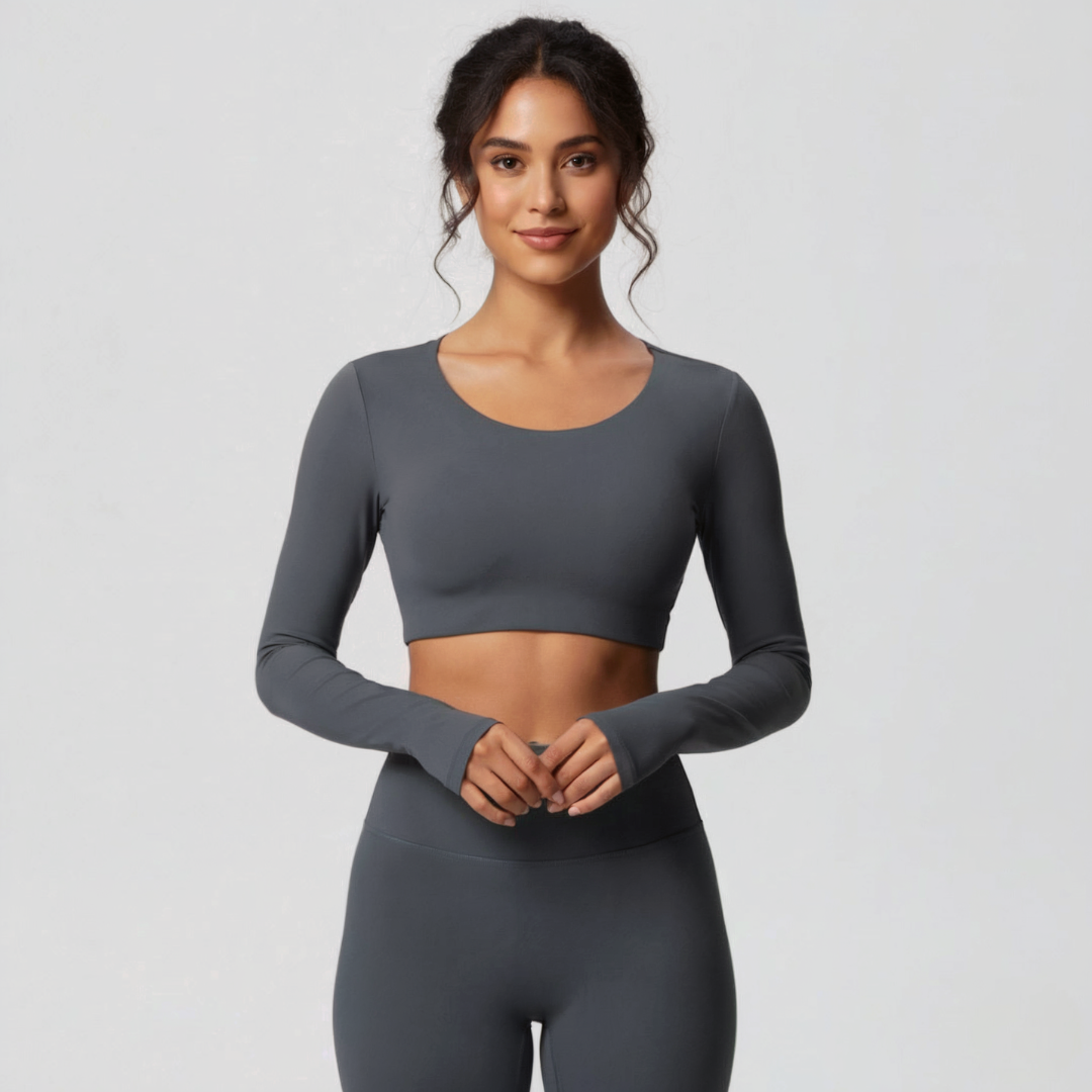 Langärmeliges Crop Top für Damen