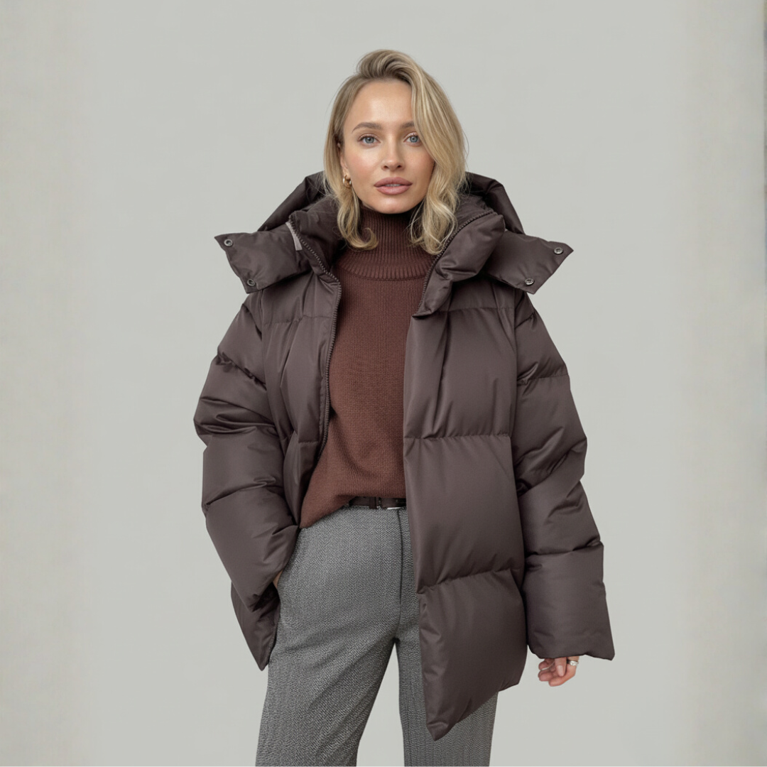 Winter Pufferjacke Damen mit Kapuze | Stehkragen