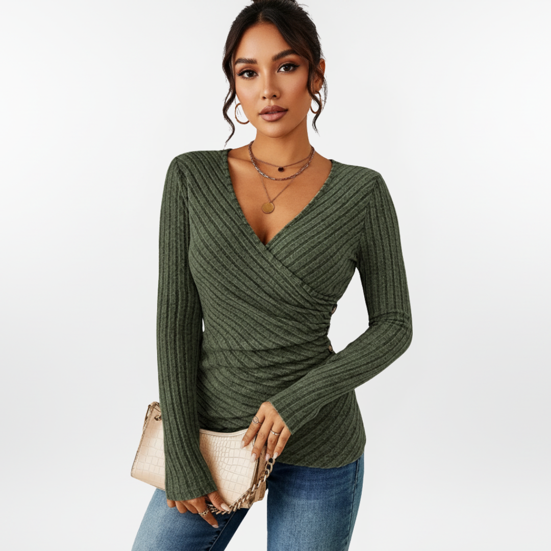 Damen Langarmpullover | mit V-Ausschnitt