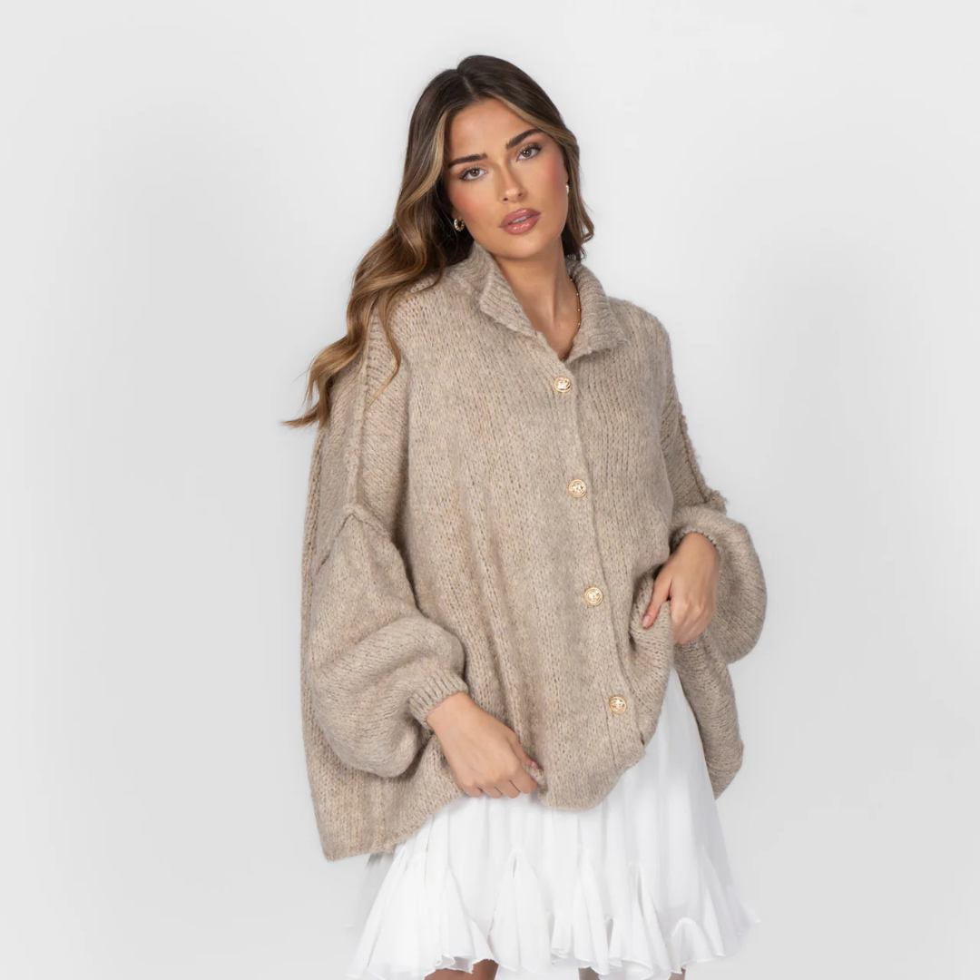 Übergroßer Cardigan für Damen | Knopfleiste