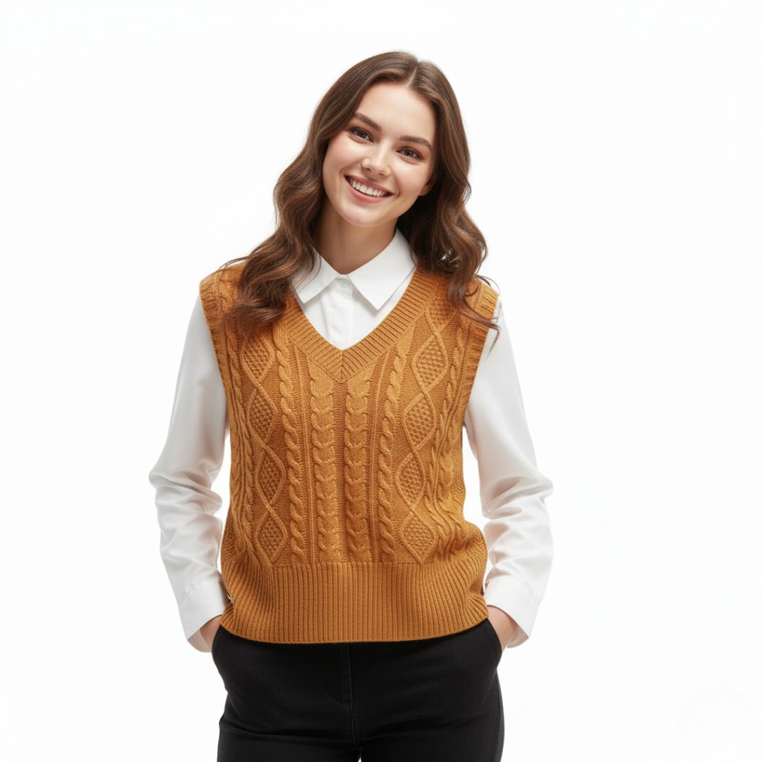 Damenweste | Strickweste mit V-Ausschnitt