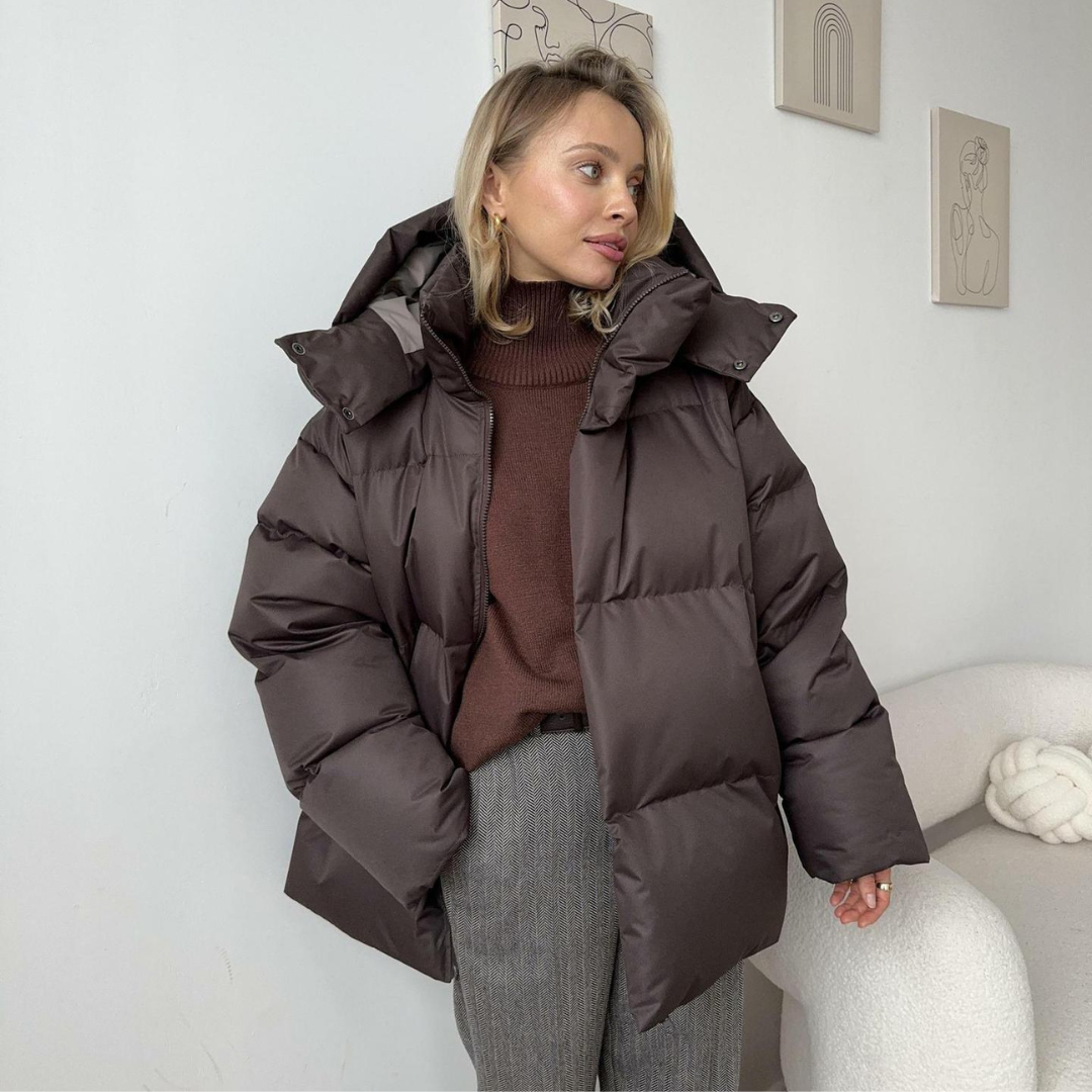 Winter Pufferjacke Damen mit Kapuze | Stehkragen