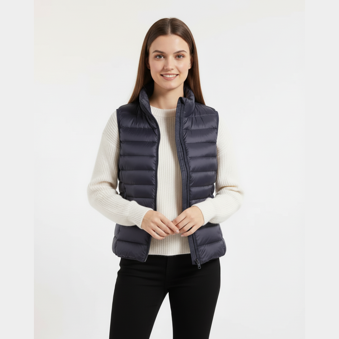 Gestepptes Puffer Vest für Damen | Ärmellos mit hohem Kragen