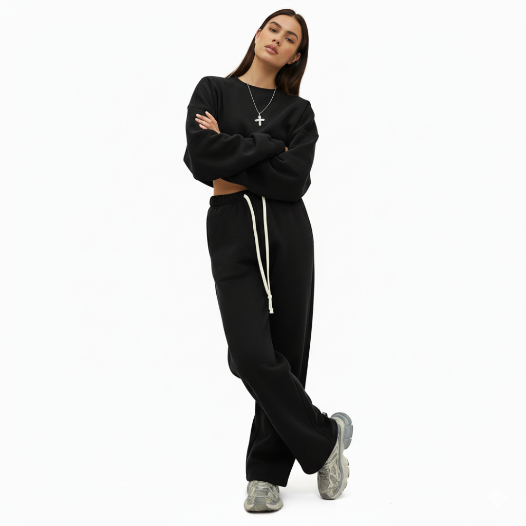 Jogginghose mit geradem Bein und elastischem Bund für Damen