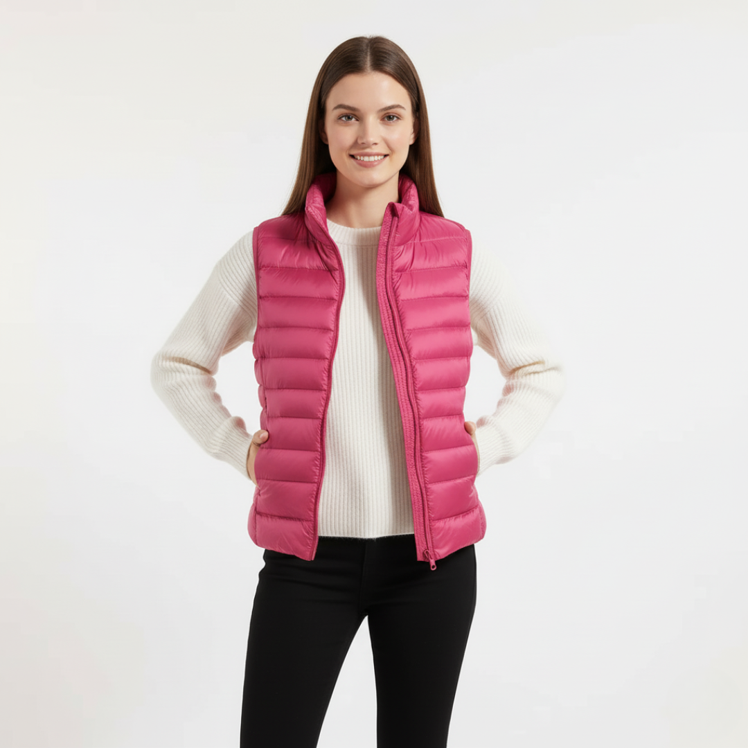 Gestepptes Puffer Vest für Damen | Ärmellos mit hohem Kragen