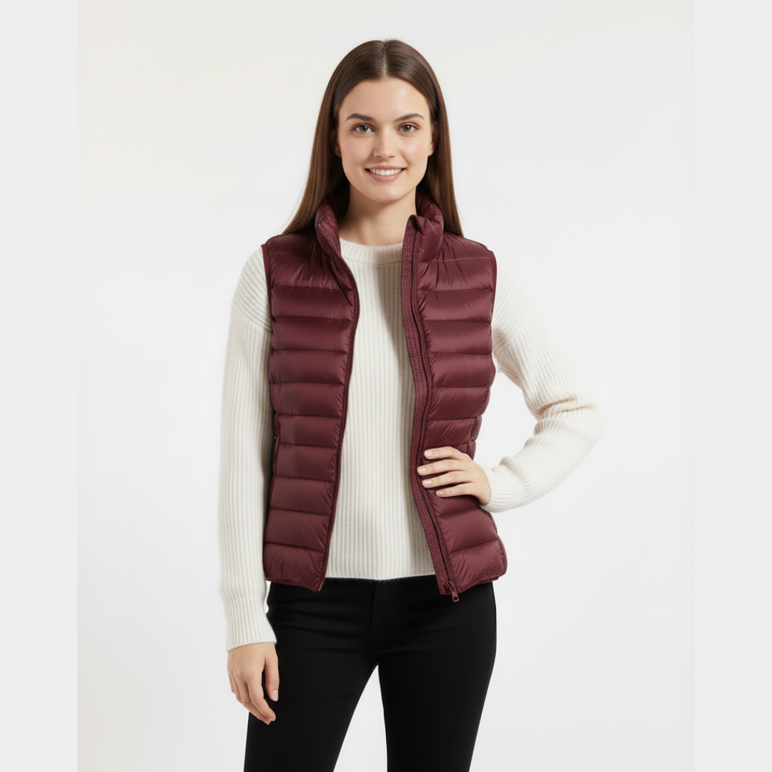 Gestepptes Puffer Vest für Damen | Ärmellos mit hohem Kragen