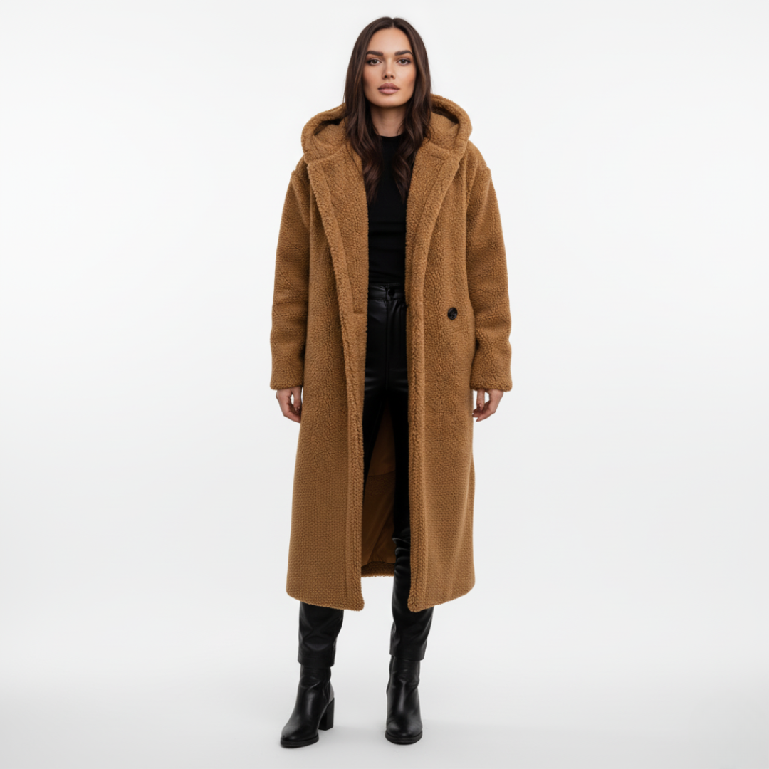 Teddy Mantel | Mit Kapuze und Knopfdurchzug