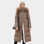 Lange Pufferjacke Damen mit Kapuze