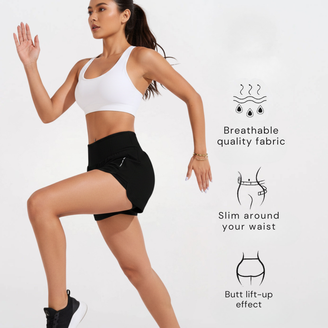 Laufen Shorts für Damen | Elastische Taillen-Shorts mit Taschen