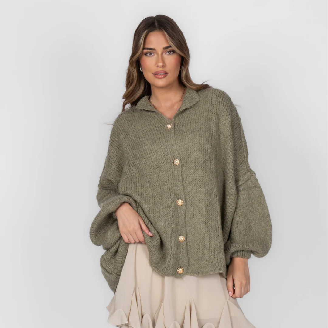Übergroßer Cardigan für Damen | Knopfleiste
