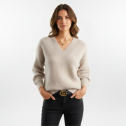 Pullover Damen | Strickpullover mit V-Ausschnitt