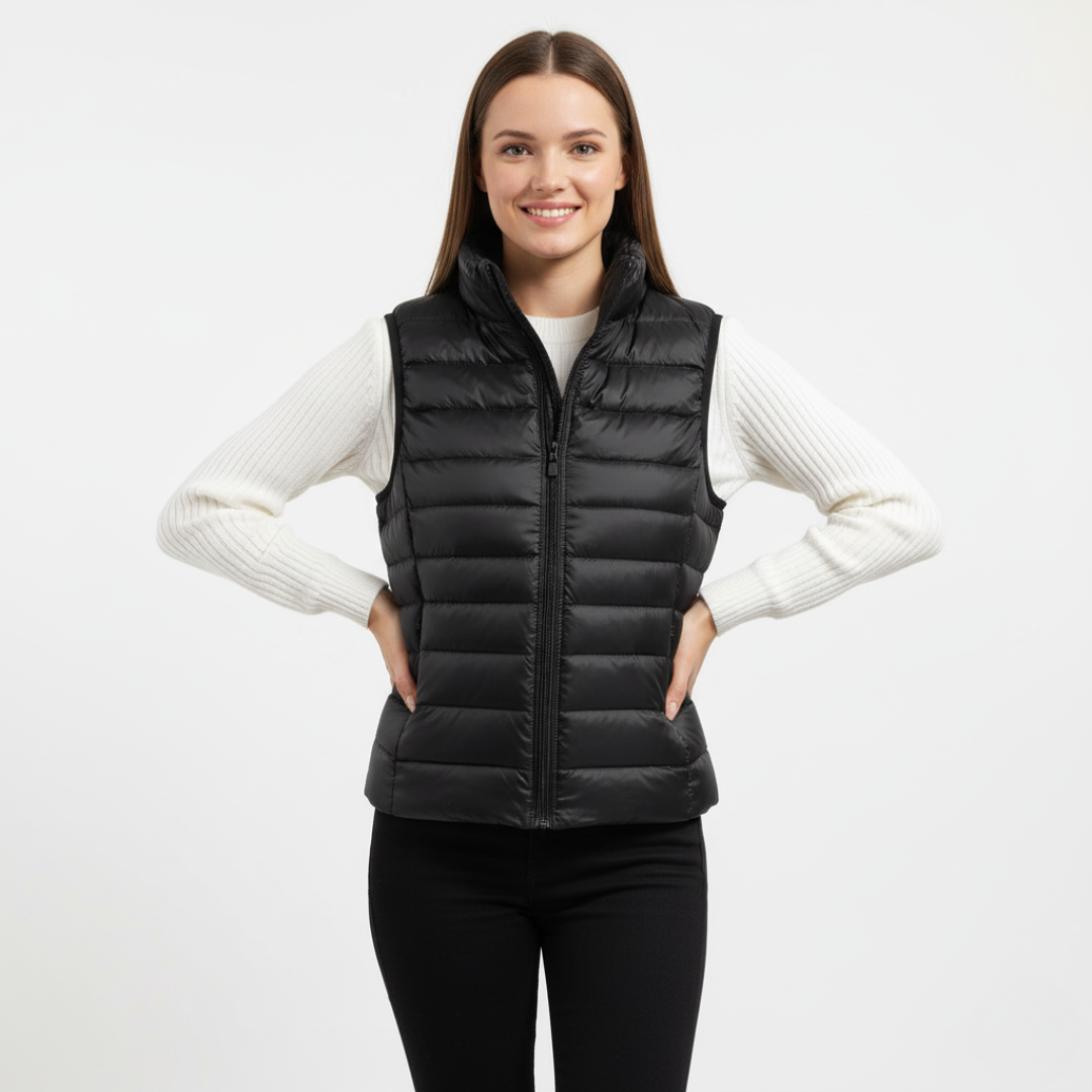 Gestepptes Puffer Vest für Damen | Ärmellos mit hohem Kragen