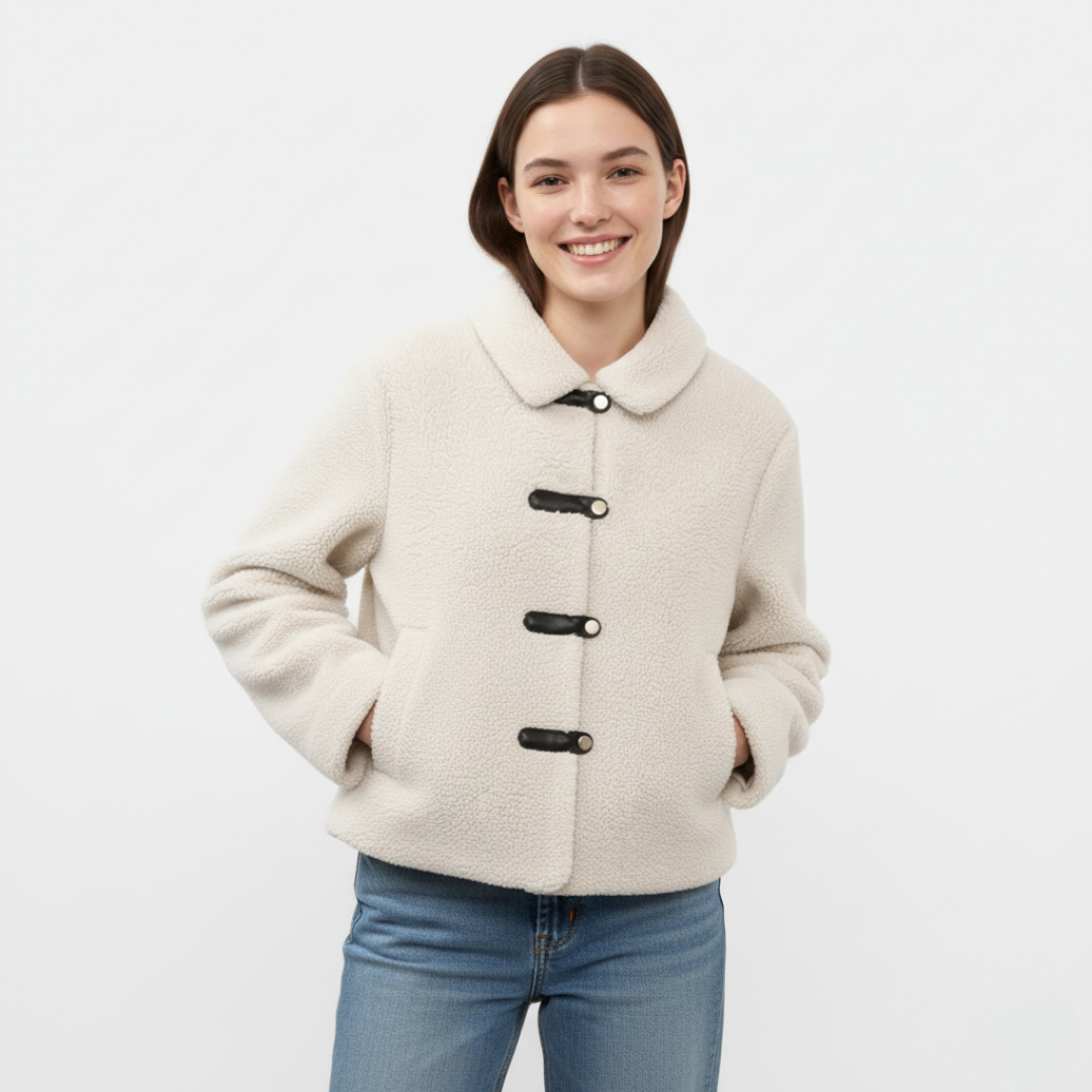 Kurz geschnittener Fleecejacke für Damen | Knebel- und Pattentaschen