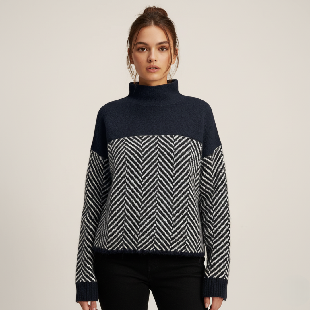 Pullover Damen | Strickpullover mit Fischgrätenmuster