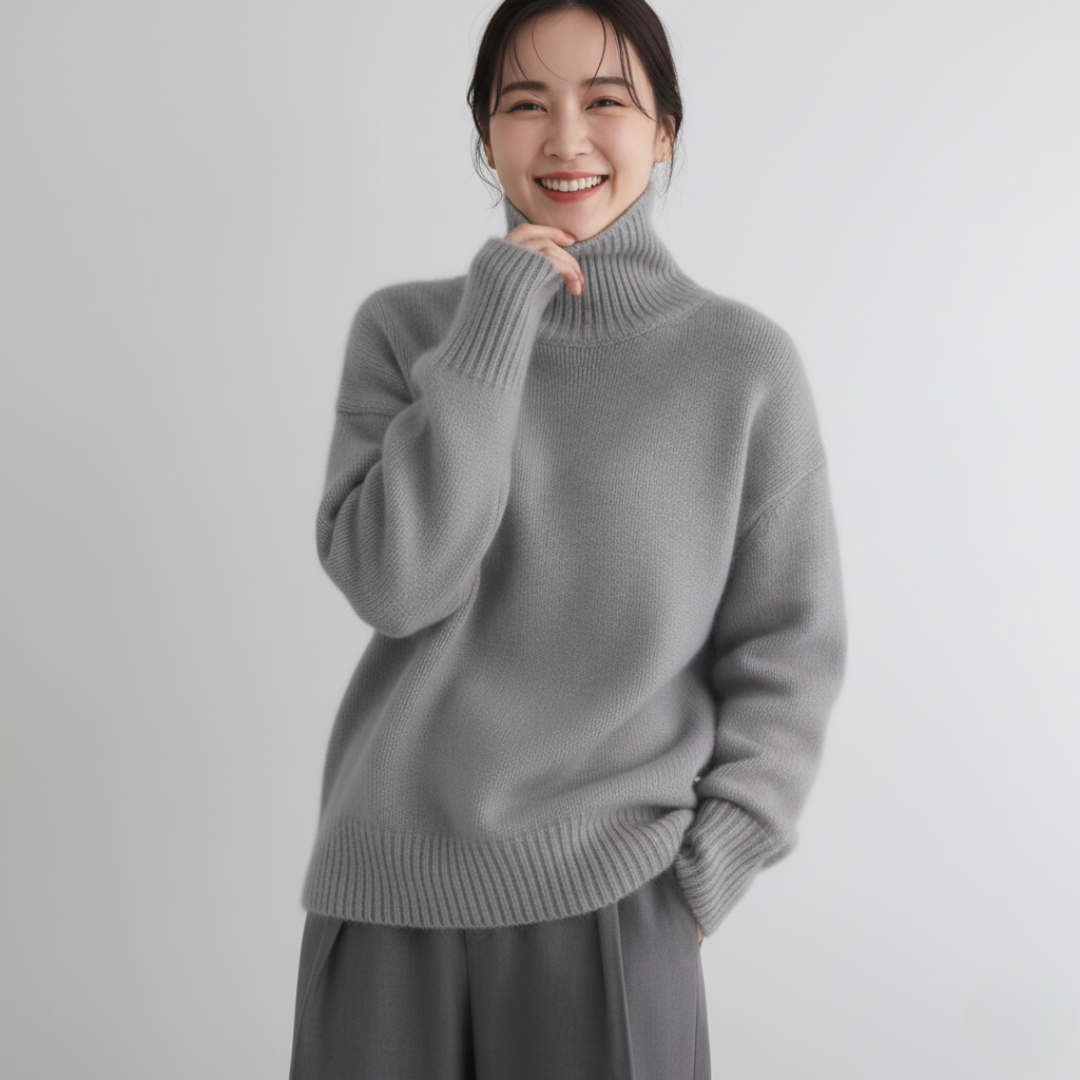 Rollkragen Strickpullover für Damen | Langarm Design