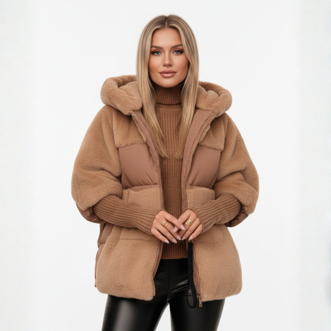 Bomber Damen-Wintermäntel mit Kapuze | Frontreißverschluss