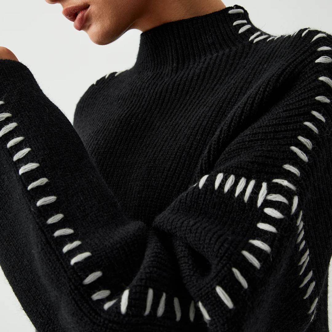 Übergroßer Rollkragenpullover für Damen | Gerippter Strick