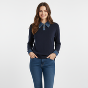 2-in-1-Pullover mit Reverskragen für Damen | Lagenlook