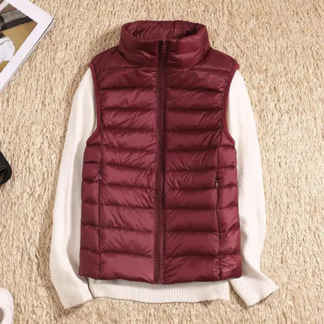 Gestepptes Puffer Vest für Damen | Ärmellos mit hohem Kragen