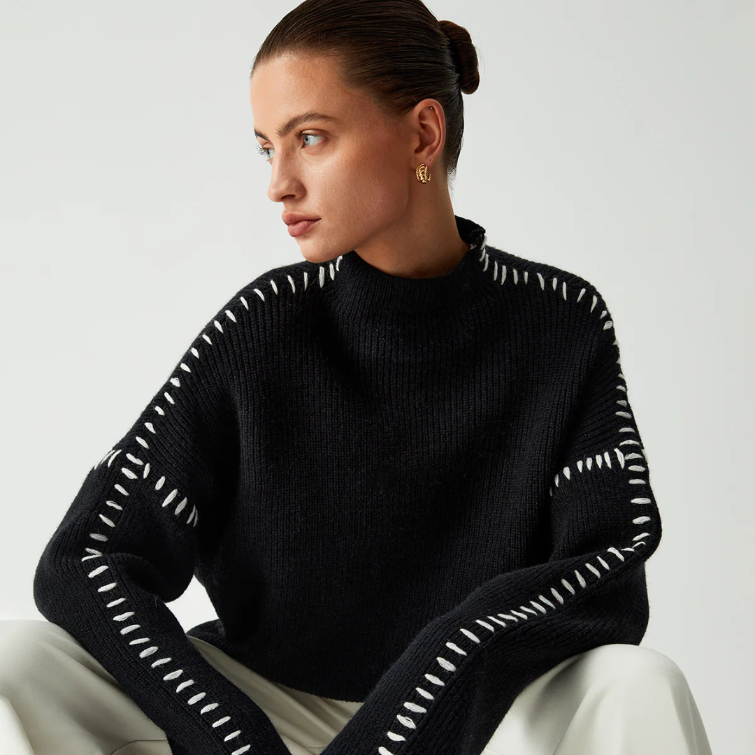 Übergroßer Rollkragenpullover für Damen | Gerippter Strick