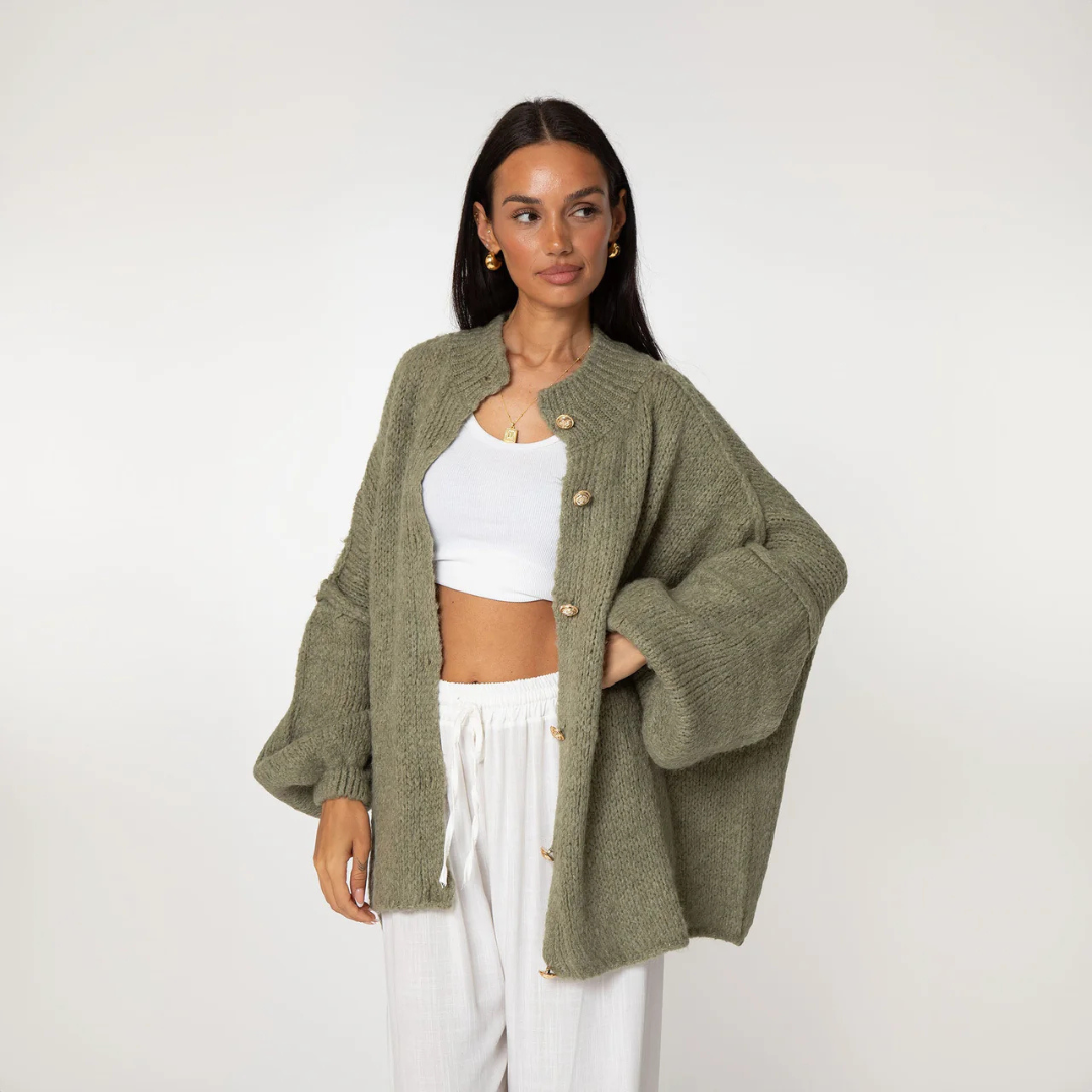 Übergroßer Cardigan für Damen | Knopfleiste