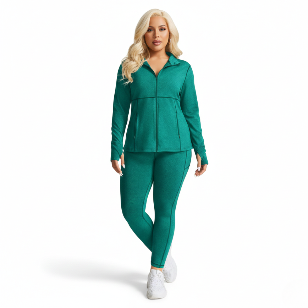 Plus Size Set mit Reißverschlussjacke und Hose für Damen