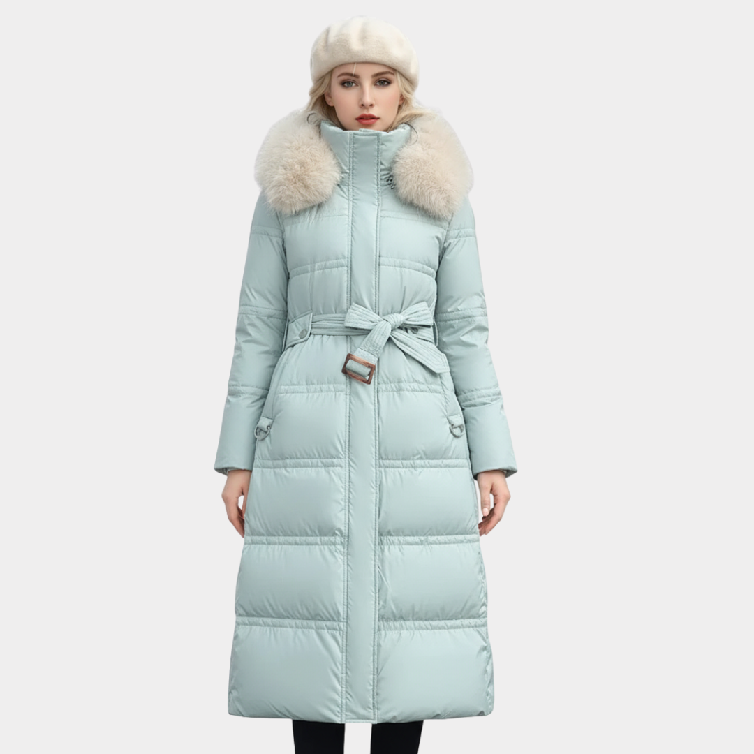 Lange Pufferjacke Damen mit Kapuze
