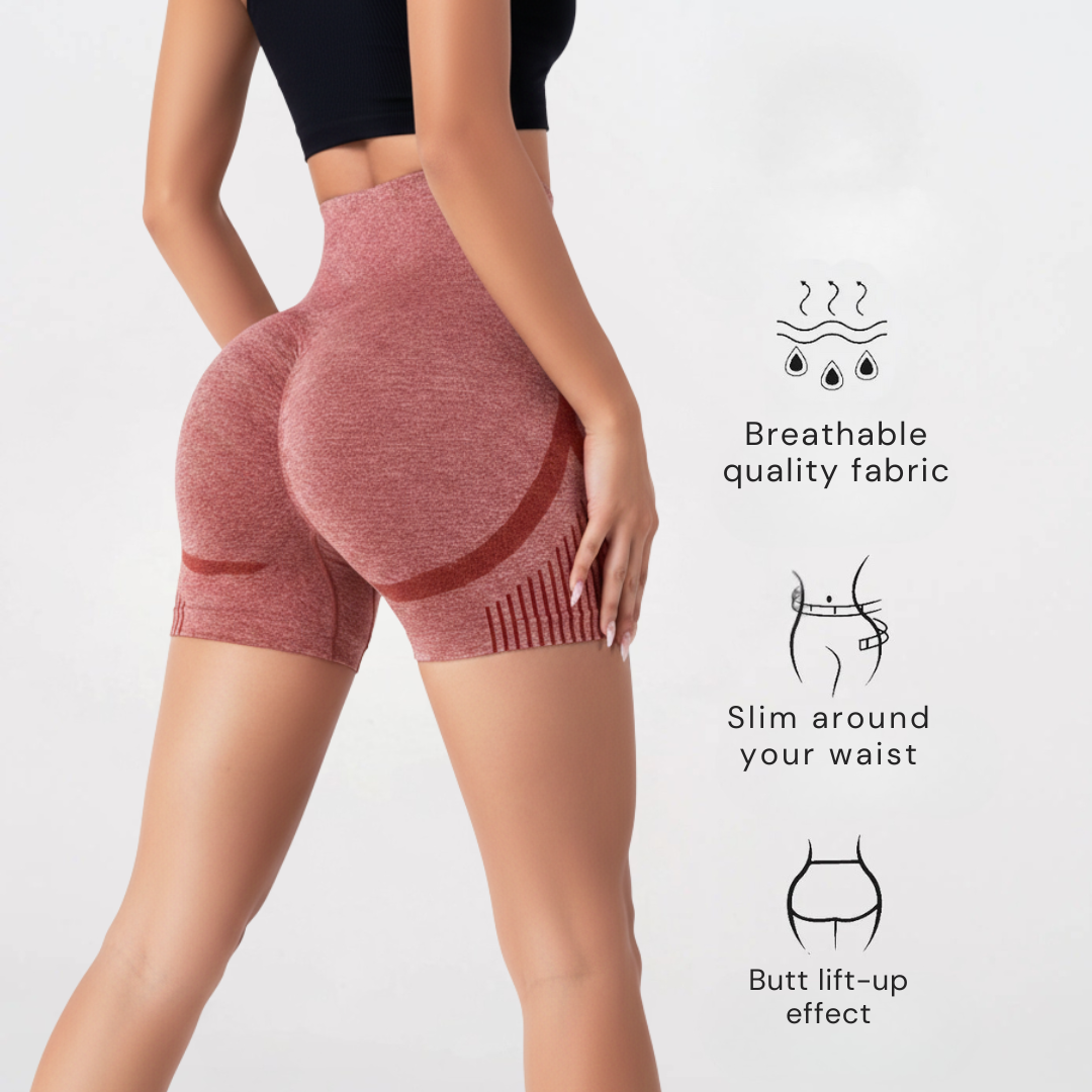 Hoch taillierte Gymshorts für Damen mit Muster