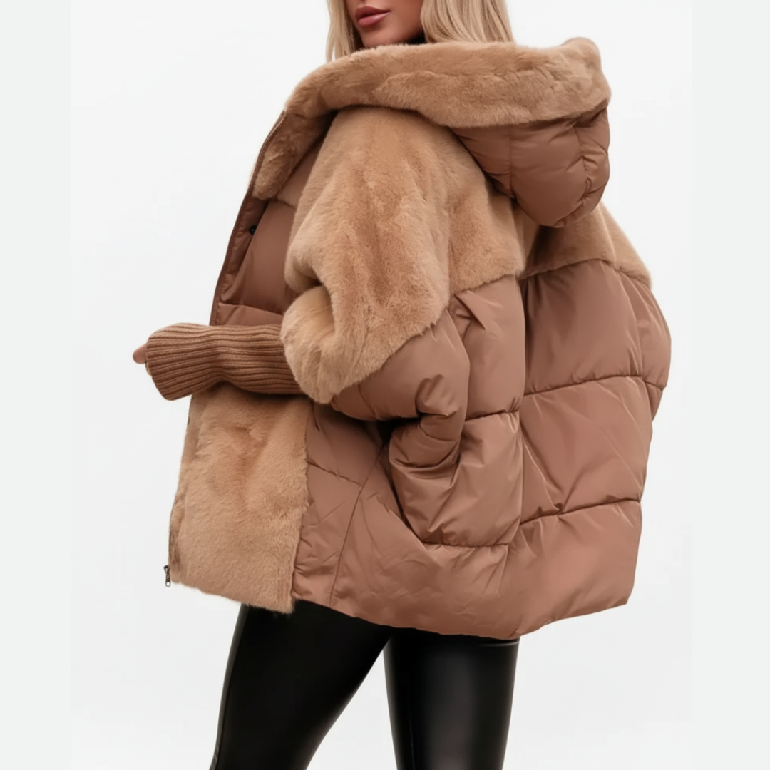 Bomber Damen-Wintermäntel mit Kapuze | Frontreißverschluss