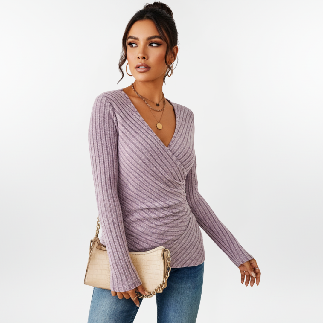 Damen Langarmpullover | mit V-Ausschnitt