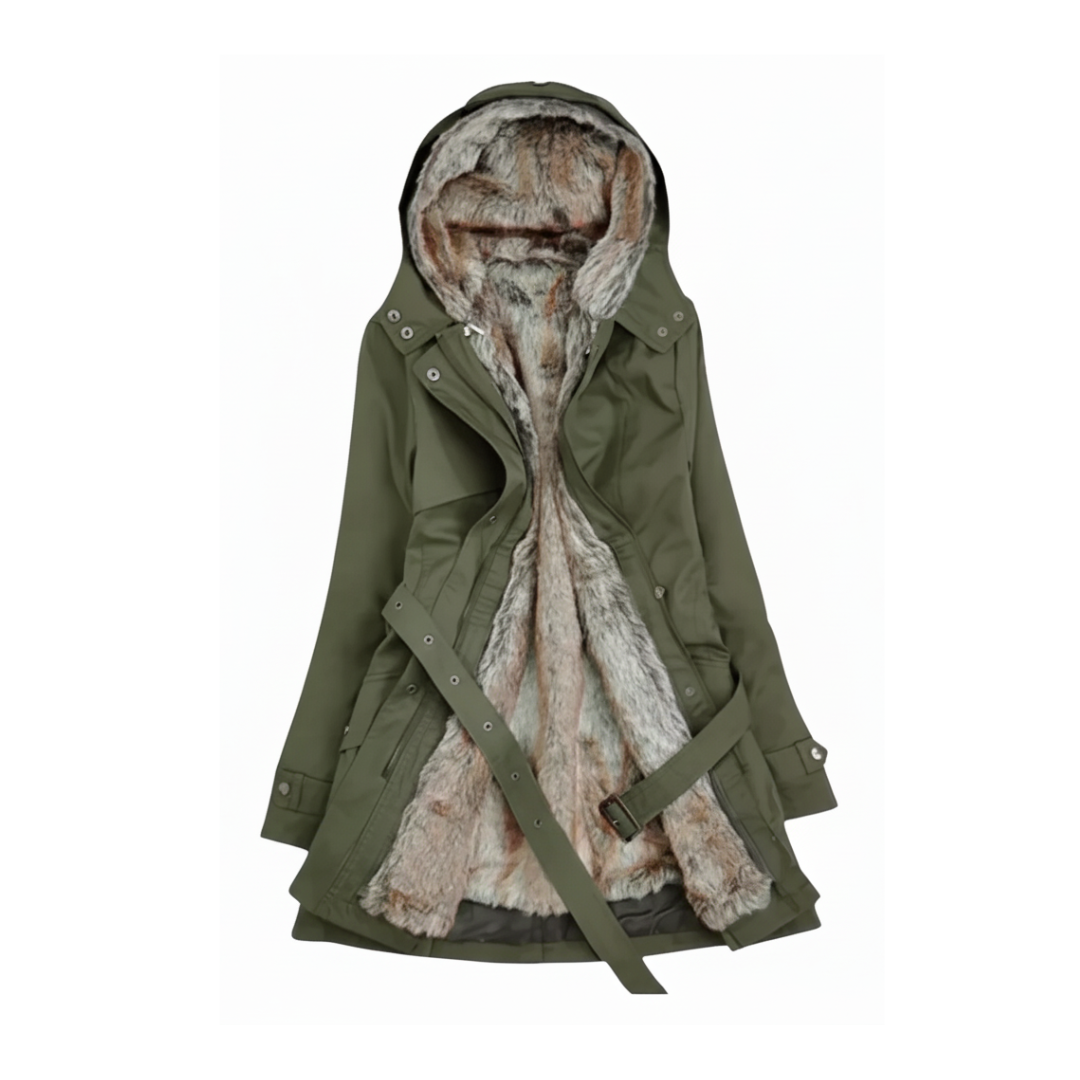 Damen Winterparka mit Kapuze und Gürtel | Winteroberbekleidung