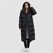 Lange Winter Pufferjacke Damen mit Kapuze | Isolierende Außenschicht