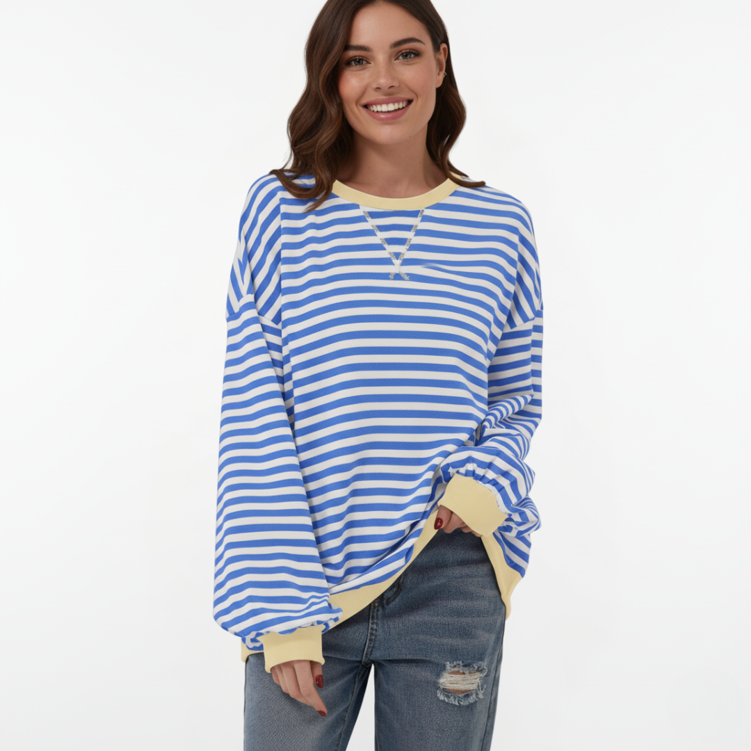 Gestreifter Pullover Damen | Mit Kontrastdetails