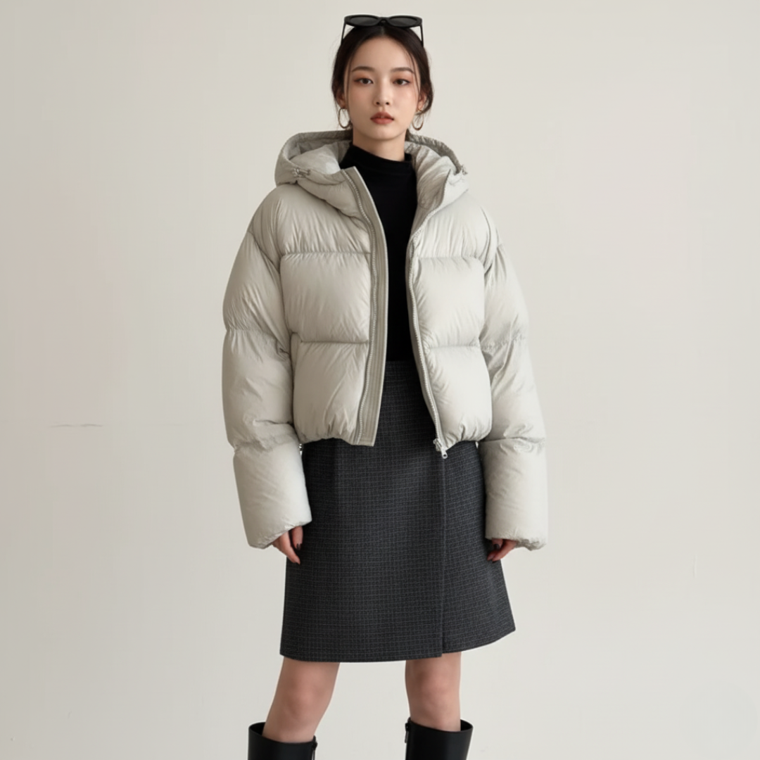 Stepp Pufferjacke Damen mit Kapuze | Isolierende Außenschicht