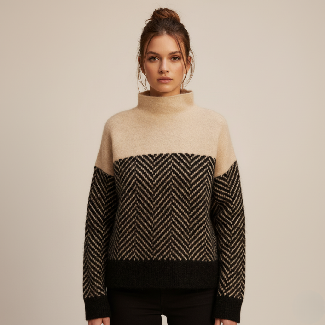 Pullover Damen | Strickpullover mit Fischgrätenmuster