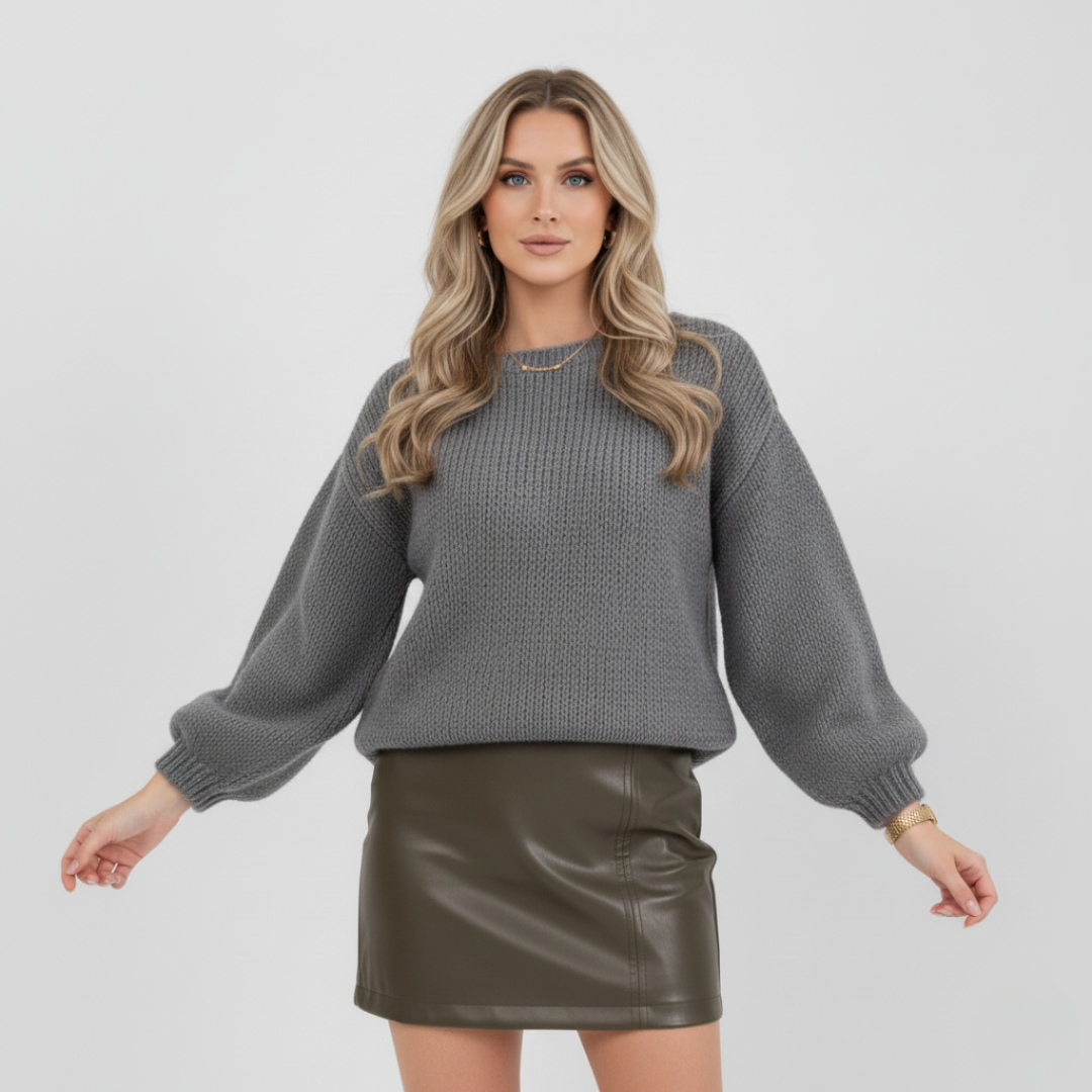 Schulterfreies Pullover für Damen | Gerippter Saum