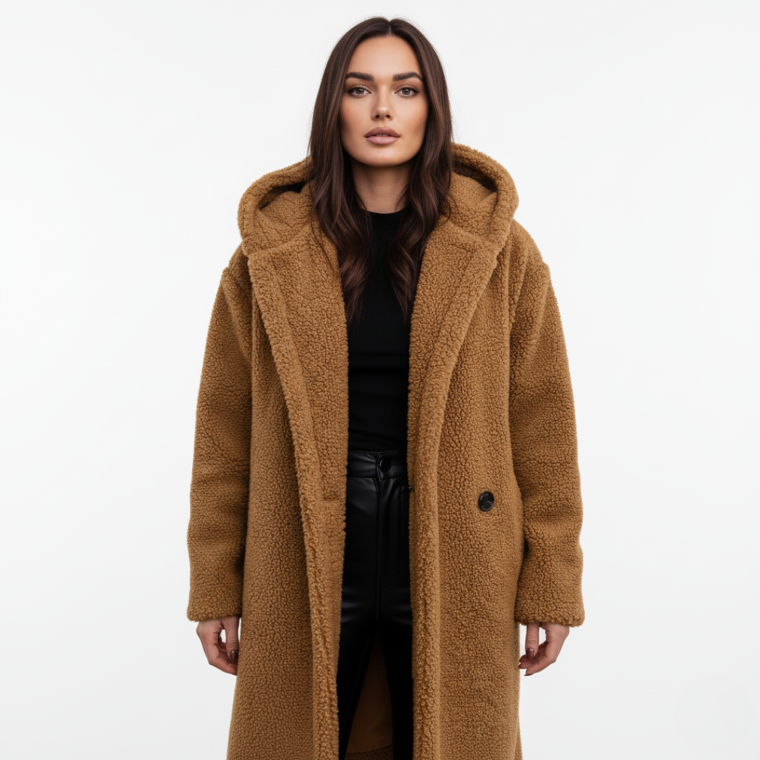 Teddy Mantel | Mit Kapuze und Knopfdurchzug