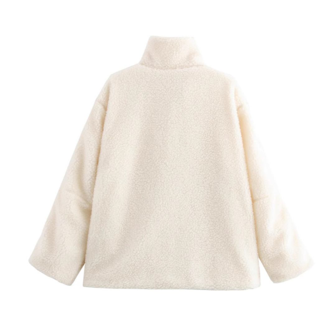 Teddy Jacke Damen | Mit Kragen und Taschen