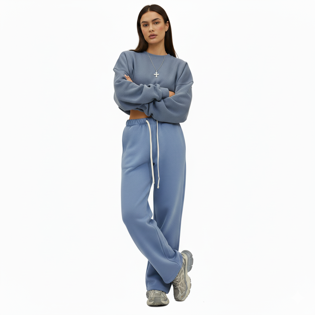 Jogginghose mit geradem Bein und elastischem Bund für Damen