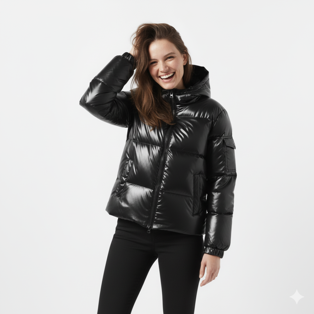 Metallische Pufferjacke Damen | Isolierende Außenschicht