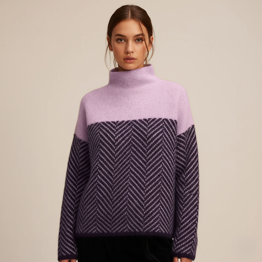 Pullover Damen | Strickpullover mit Fischgrätenmuster