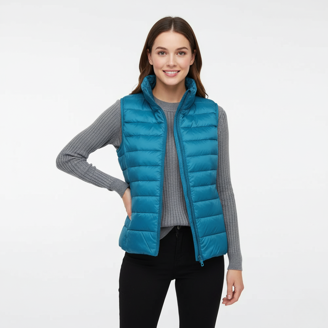 Gestepptes Puffer Vest für Damen | Ärmellos mit hohem Kragen