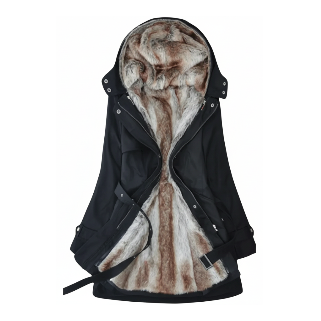 Damen Winterparka mit Kapuze und Gürtel | Winteroberbekleidung