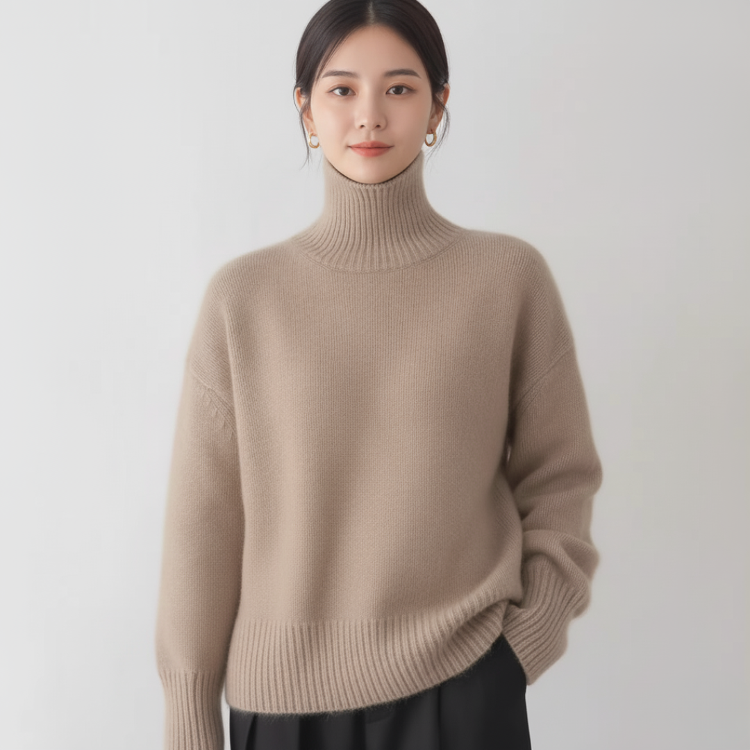 Rollkragen Strickpullover für Damen | Langarm Design