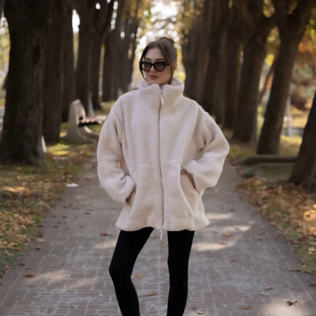 Teddy Jacke Damen | Mit Kragen und Taschen