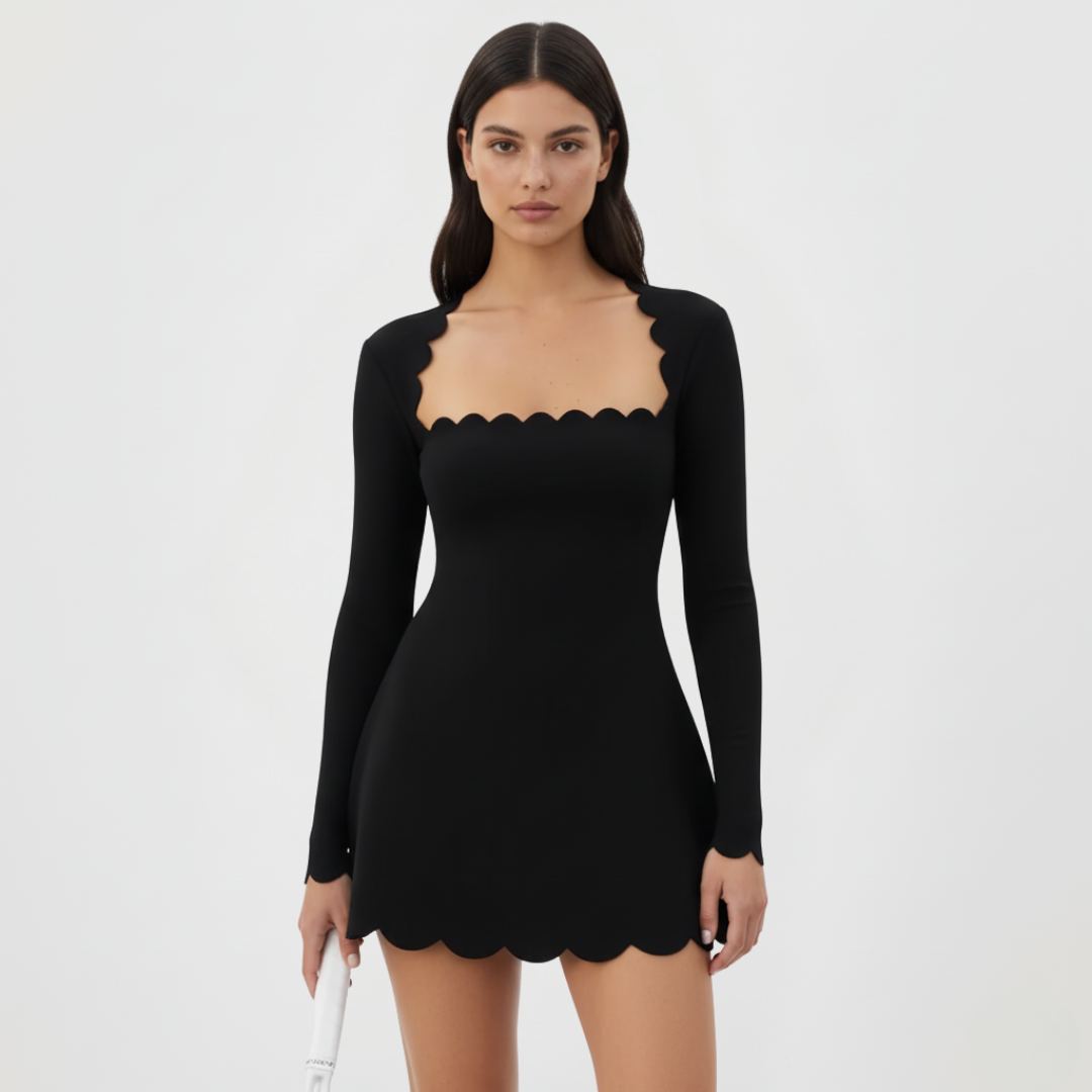 Tennis Kleid für Damen | Langarm, Wellenmuster, Atmungsaktiv