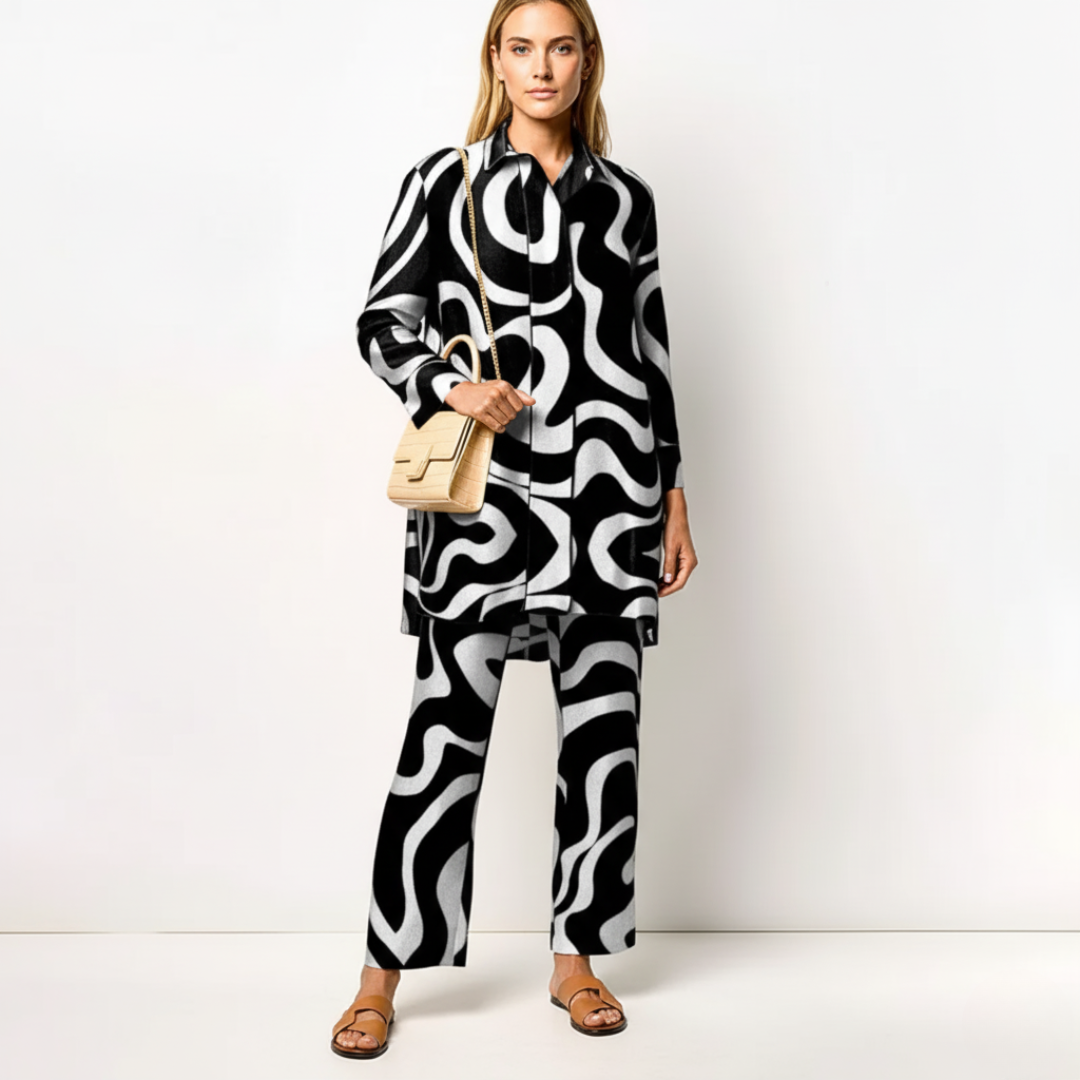 Strukturiertes Herbstkleid für Damen | Langarm Design