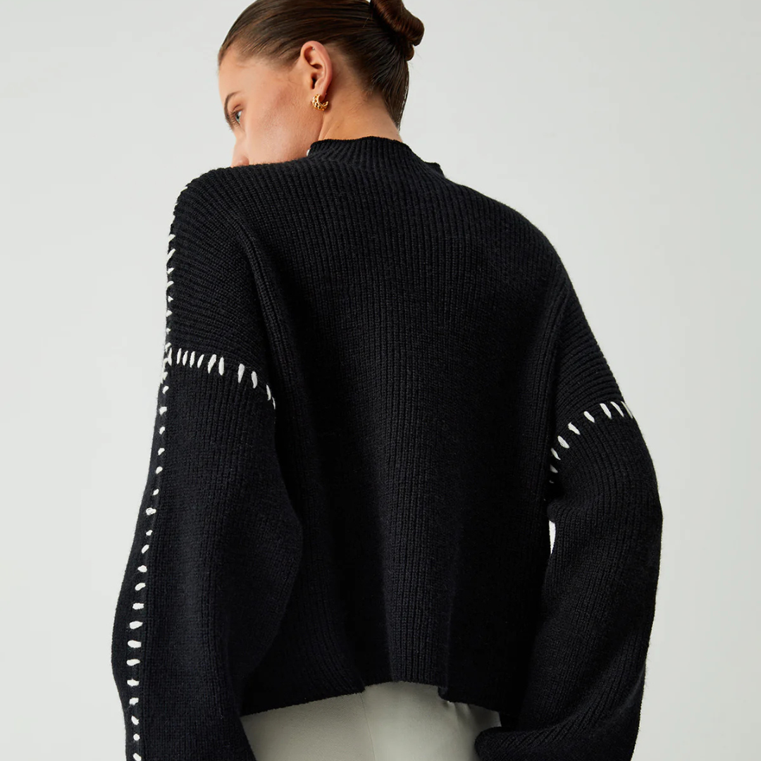 Übergroßer Rollkragenpullover für Damen | Gerippter Strick