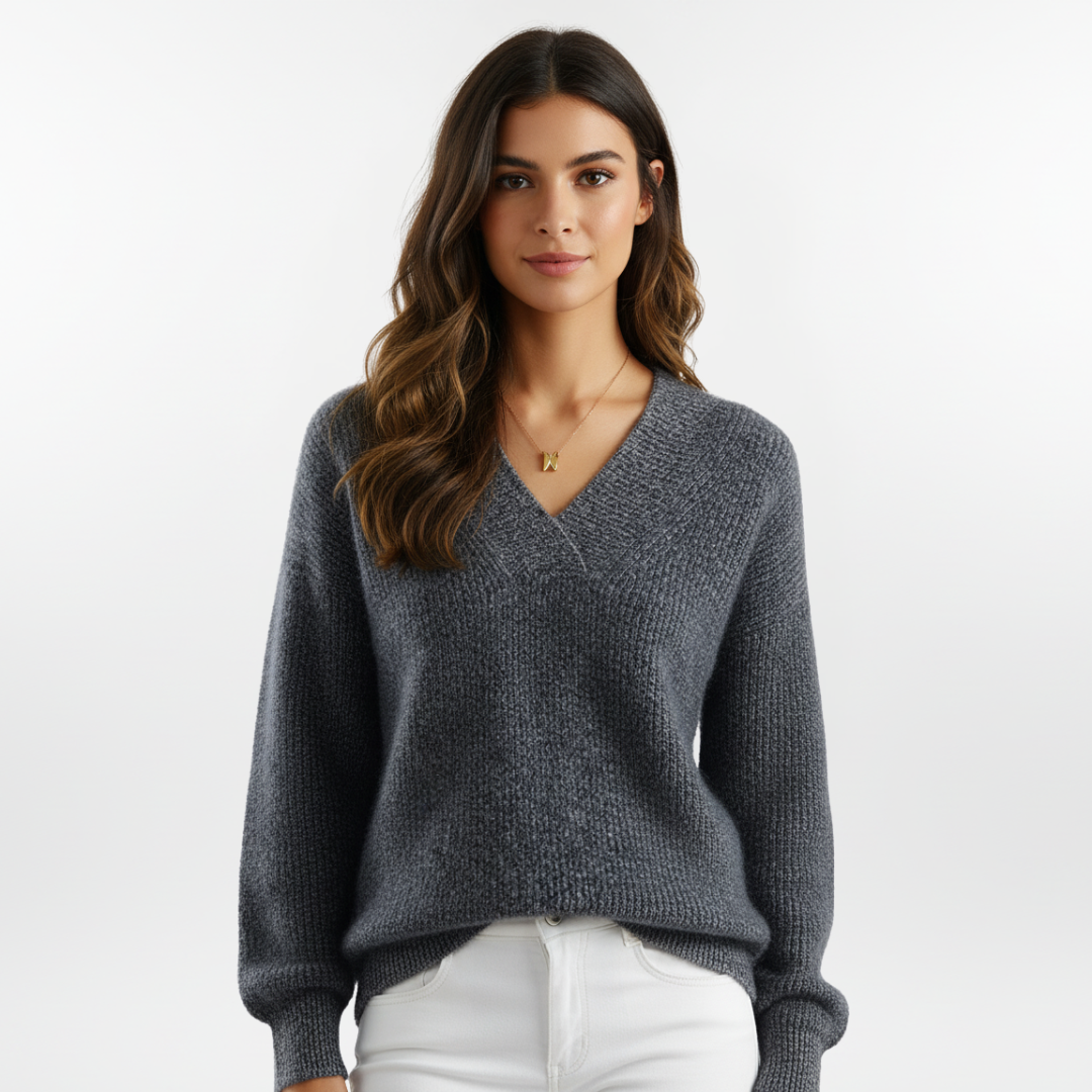 Pullover Damen | Strickpullover mit V-Ausschnitt