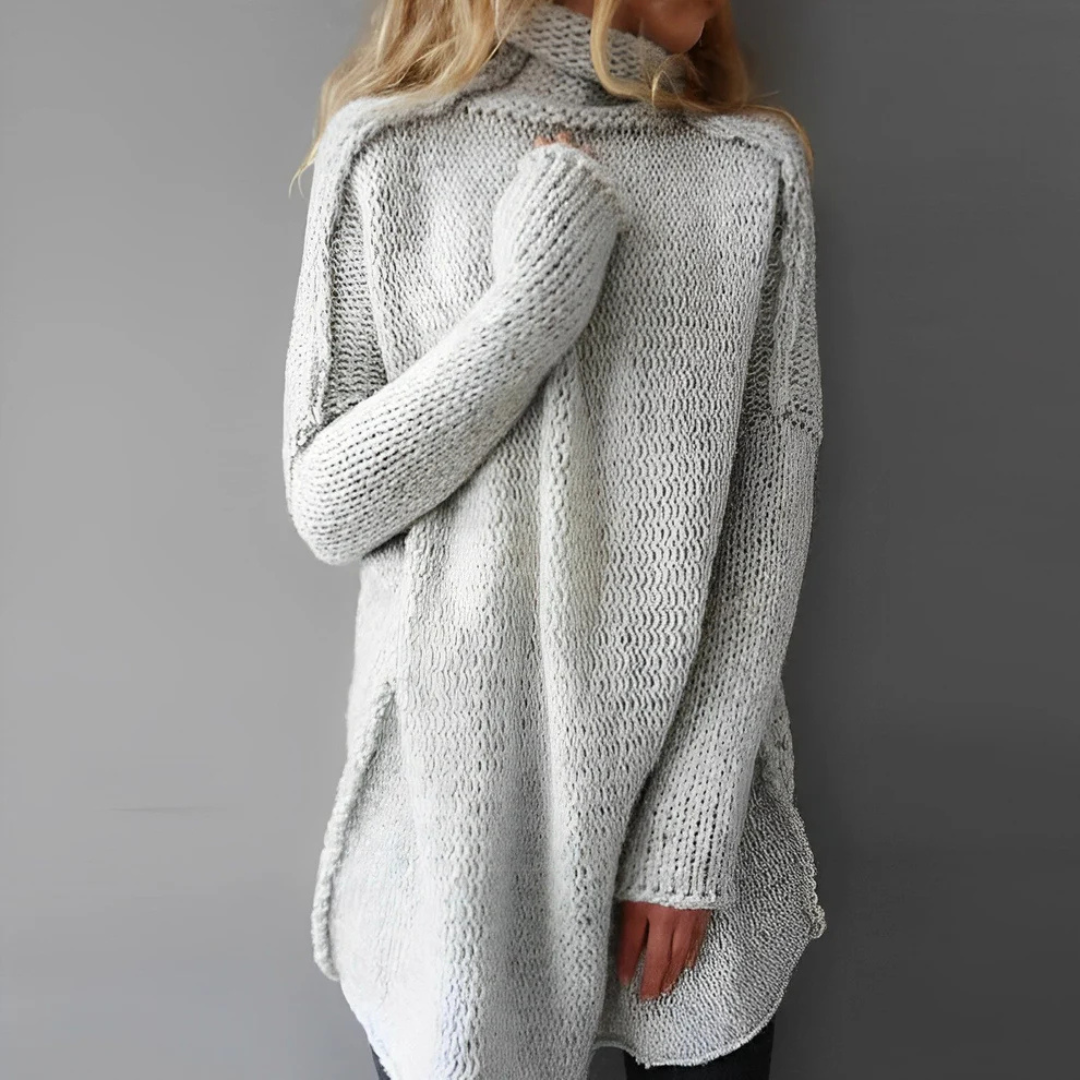 Übergroßer Rollkragen Strickpullover für Damen | Langarm Design